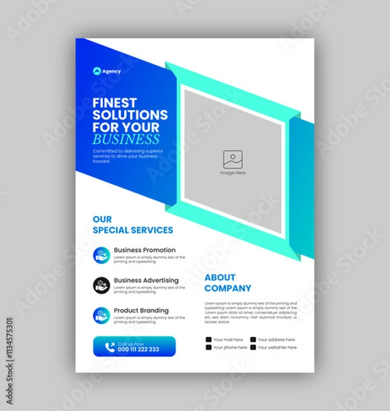 Obraz Corporate Business Flyer Template or Brochure Cover Design or Annual Report in A4, Vector Graphic Design, Marketing For Business, Creative Leaflet