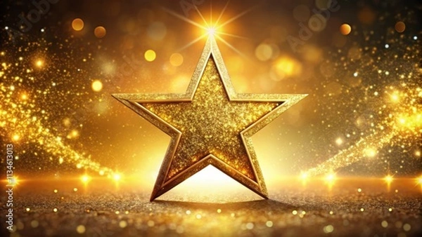 Fototapeta Star with glittering effect in yellow golden color on background, star, glitter, yellow, golden,sparkles, shiny, celestial