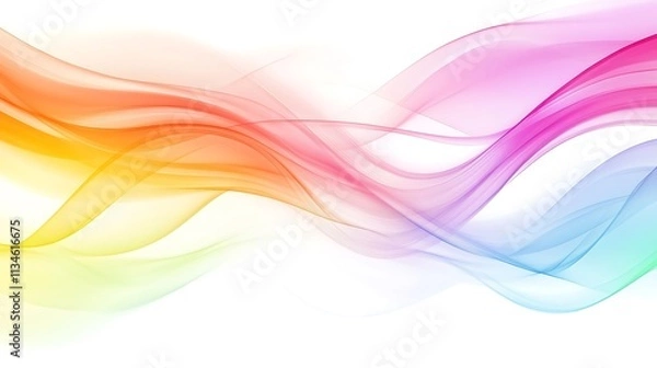 Fototapeta Gradient rainbow waves forming subtle yet dynamic patterns on a radiant white and pink background