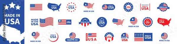 Obraz Made in USA. Made in USA badges and emblems. USA made product icon. Vector illustration
