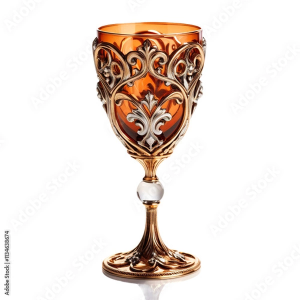 Fototapeta Metal goblet on white background