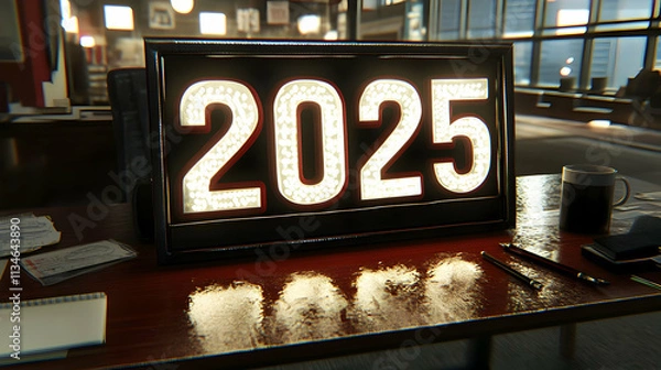 Fototapeta 2025 New Year 3D Render Illustration