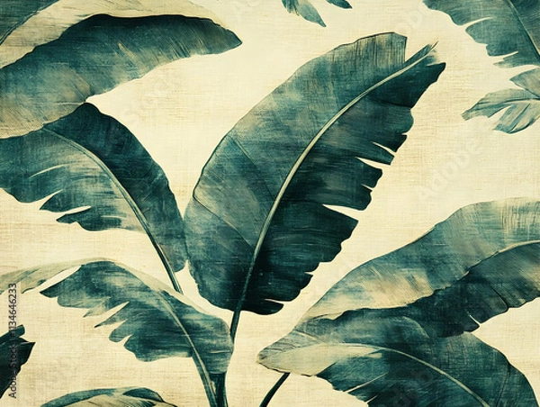 Obraz Teal Banana Leaf Illustration