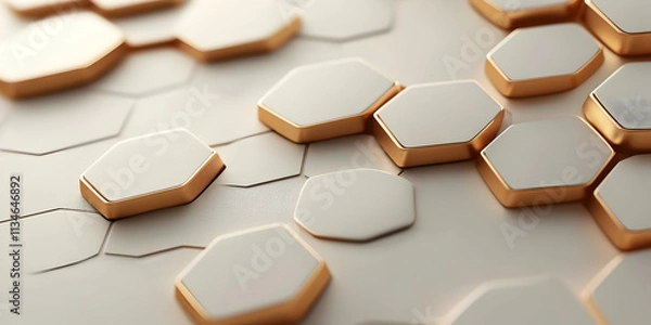 Obraz 3D Gold Hexagon Abstract Background