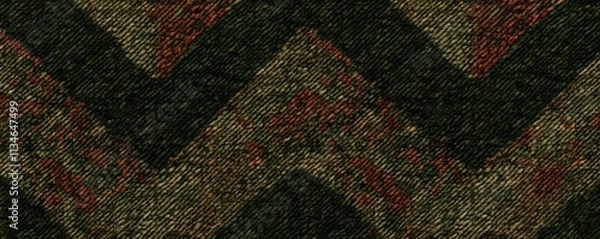 Obraz Dark Green Chevron Fabric Texture Illustration