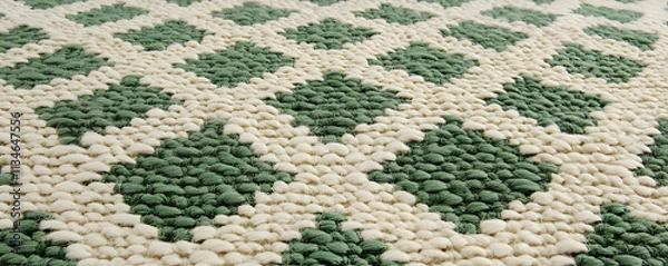 Obraz Green and White Woven Rug Texture