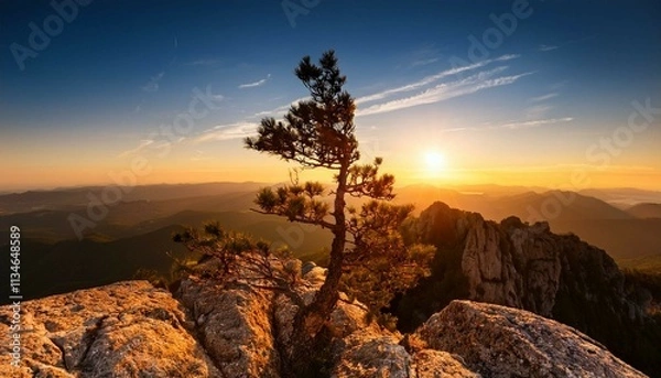 Obraz sunset over the mountains