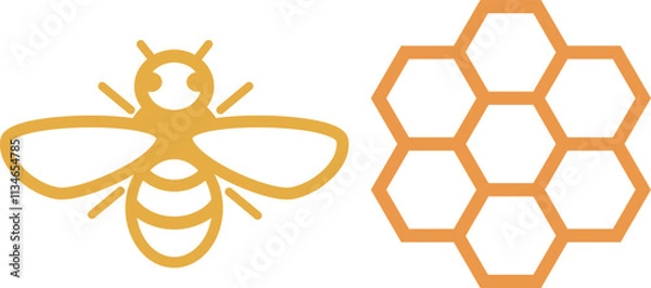 Obraz ミツバチ　ハニカム　アイコン