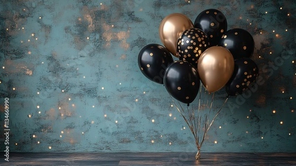 Obraz Black & Gold Balloons Party Decor Background