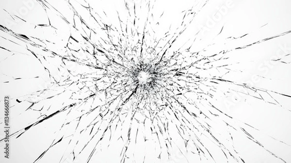 Fototapeta Broken glass texture. Broken glass on transparent background, broken glass with cracked texture on a white background.
