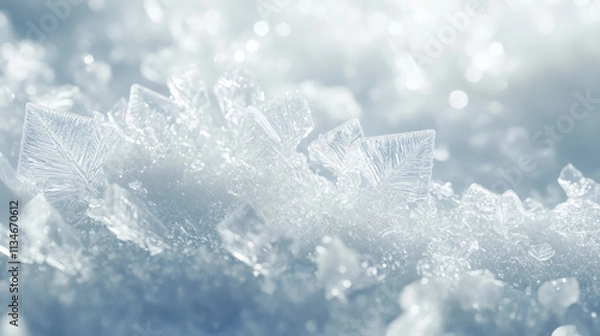 Fototapeta Sparkling Snow Crystals: Winter Wonderland Background