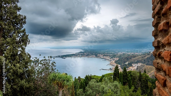 Fototapeta Sicily shore view from Taormina.