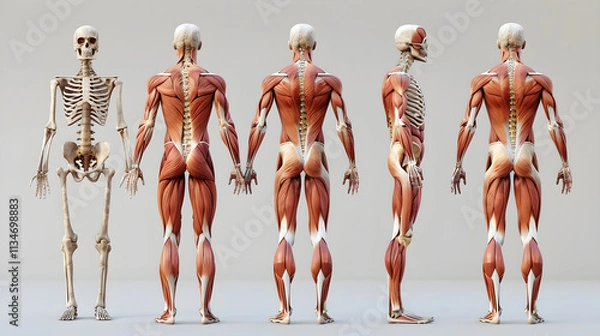 Obraz Detailed Illustration of the Human Musculoskeletal System: Bones, Muscles, and Joints