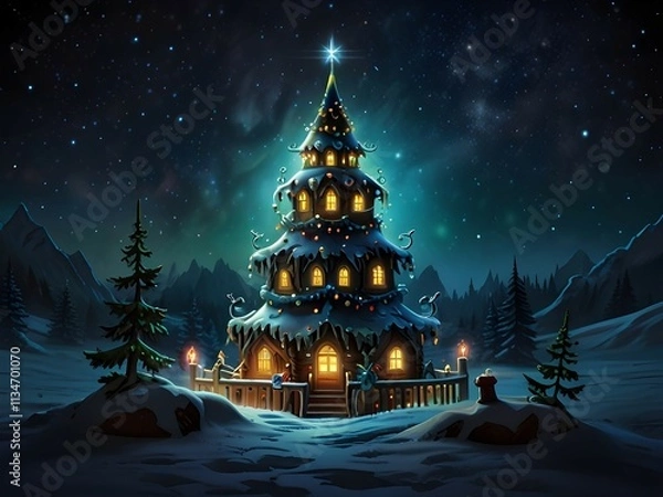 Obraz christmas tree in the night