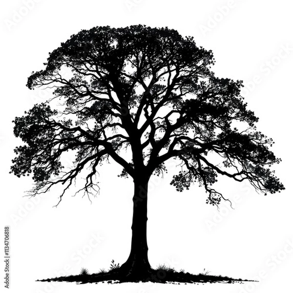 Fototapeta Silhouette of a large tree with spreading branches.