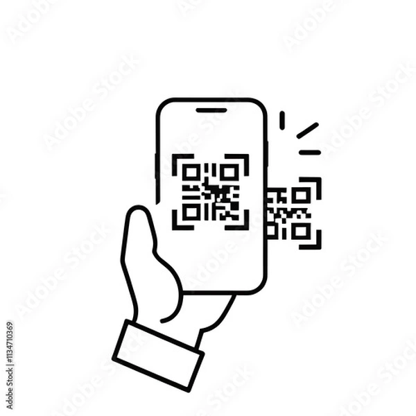 Fototapeta QR code, Black and White QR Code for Seamless Digital Scanning, scannable QR code, digital barcode,website link QR, quick response code, QR code technology, modern QR code design.