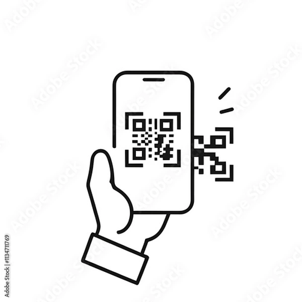 Fototapeta QR code, Black and White QR Code for Seamless Digital Scanning, scannable QR code, digital barcode,website link QR, quick response code, QR code technology, modern QR code design.