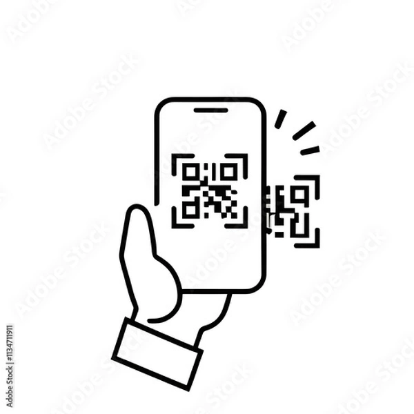 Fototapeta QR code, Black and White QR Code for Seamless Digital Scanning, scannable QR code, digital barcode,website link QR, quick response code, QR code technology, modern QR code design.