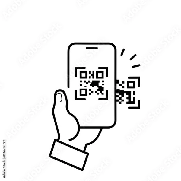 Fototapeta QR code, Black and White QR Code for Seamless Digital Scanning, scannable QR code, digital barcode,website link QR, quick response code, QR code technology, modern QR code design.