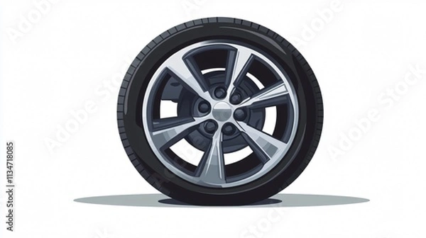 Fototapeta Car Wheel Icon Vector Isolated 2D Flat Design