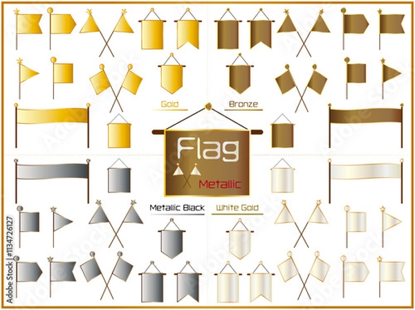 Obraz ＦＬＡＧ（旗）ゴールド・ブロンズ・メタリックブラック・ホワイトゴールド