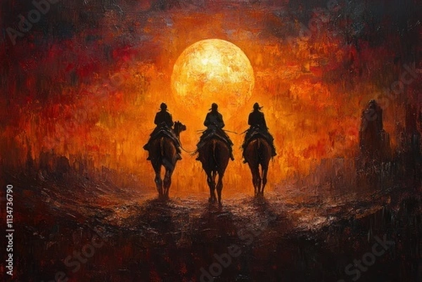 Fototapeta Magi Journeying to Bethlehem with Camels under the Night Sky