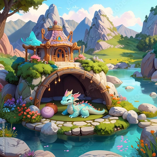 Obraz fancy dragon world