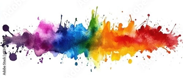 Fototapeta Vibrant Rainbow Watercolor Splashes Abstract Background Texture
