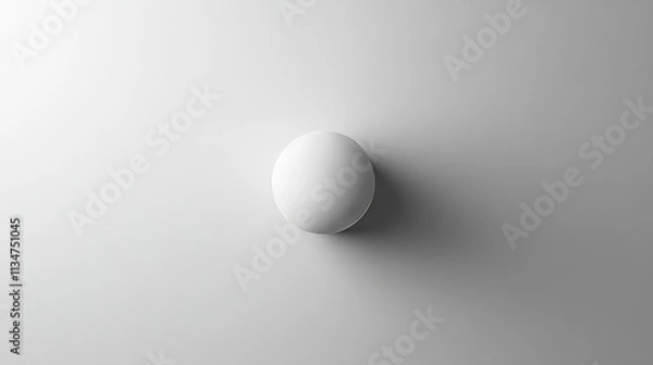 Fototapeta White Sphere Minimalist 3D Rendering: Simple Shape, Monochromatic Design