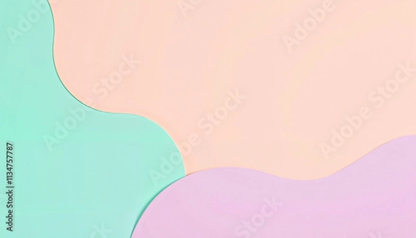 Fototapeta Smooth abstract shapes in pastel colors creating a modern minimalist background