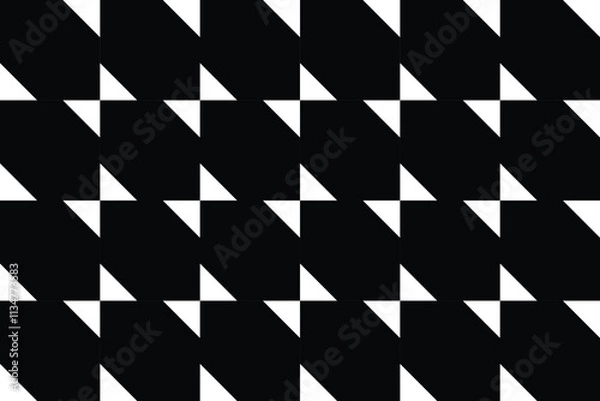 Fototapeta Retro black and white geometric pattern background, vector abstract circle, triangle and square lines art. Trendy bauhaus pattern backgrounds op-art set