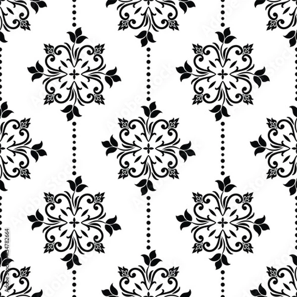 Fototapeta Abstract floral seamless pattern. Black and white ornament. Modern stylish texture. Vector background.