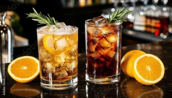 Fototapeta Mixed Drinks Featuring Whiskey and Cola