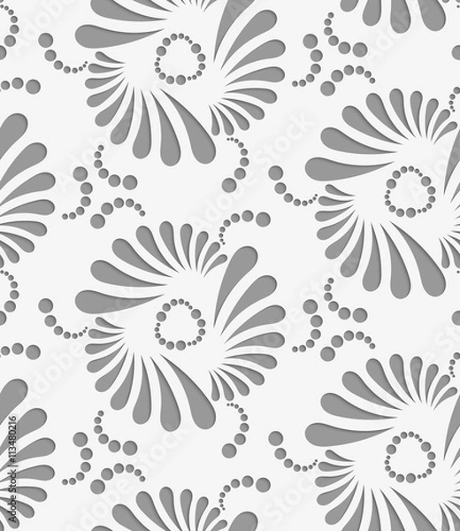 Fototapeta Perforated flourish tear drops thee turn with dots