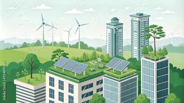 Obraz green city skyline