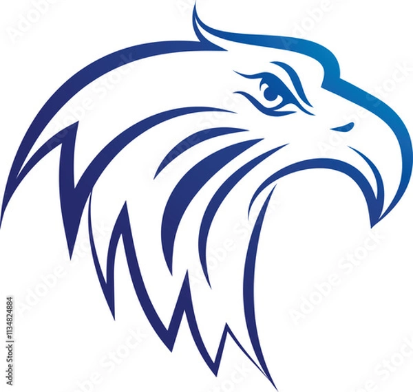 Obraz Line portrair of an eagle over white