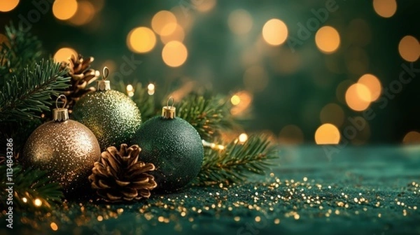 Obraz Grüne Kugeln mit goldenem Glanz