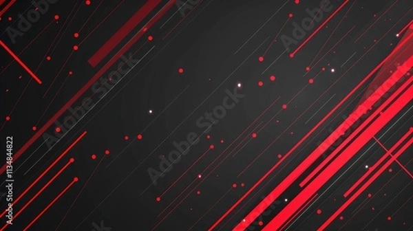 Obraz A black and red background with red lines and dots. The image has a futuristic and edgy feel to it