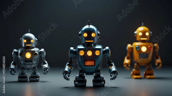 Fototapeta 3d render of a robot holding their hands. Genrative.ai