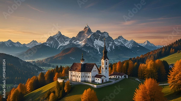 Obraz house in the mountains. Genrative.ai