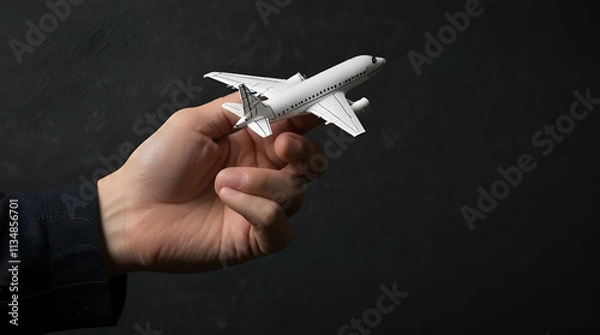 Fototapeta hand holding a plane. . Genrative.ai
