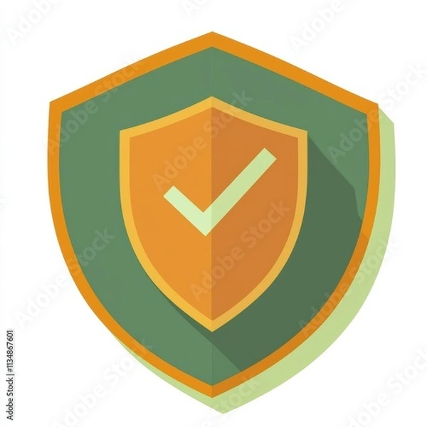 Obraz Security shield icon digital design graphic illustration modern style flat view protection concept