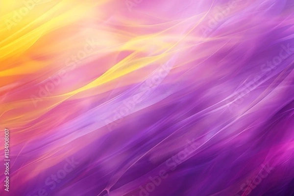 Fototapeta a purple background with yellow neon tubes, purple red yellow blue colors smooth pastel glowing color wave Background, molt coloured abstract.