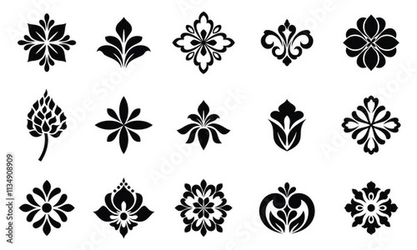 Fototapeta Set of Flowers icon. Flowers isolated on transparent background. Flowers in modern simple. Vector illustrator