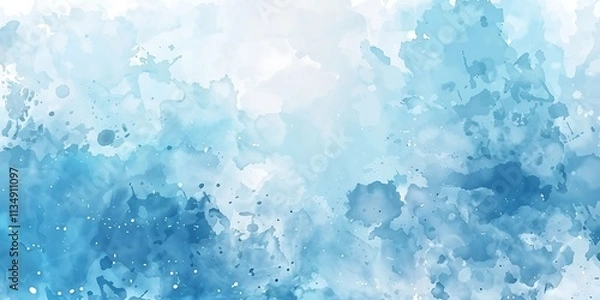 Fototapeta Abstract Blue Watercolor Background with Splashes and Gradient Effect