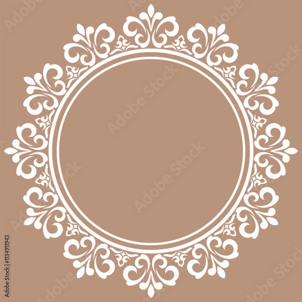 Fototapeta Decorative frame line art Elegant vector for element design in Eastern style Floral border Lace illustration. invitations and greeting cards