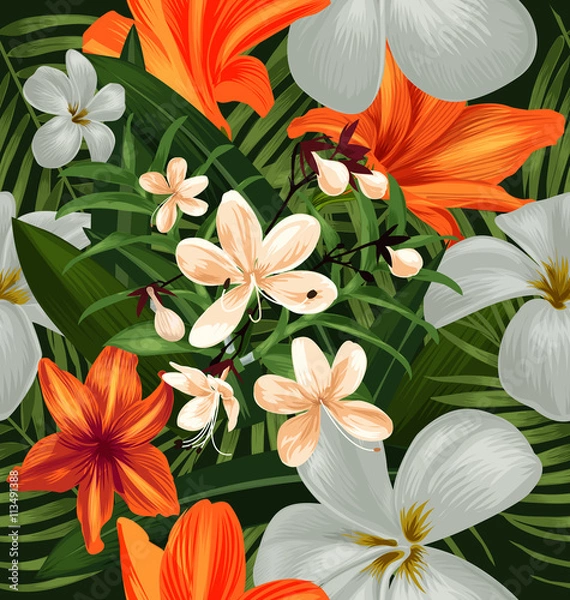 Fototapeta amaryllis seamless pattern
