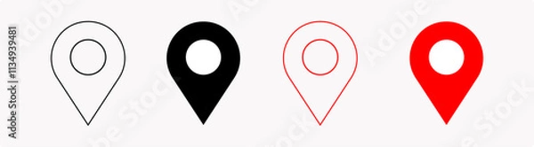 Fototapeta Location icon symbol, Pin symbol Indicates the location of the GPS map.  vector illustration.