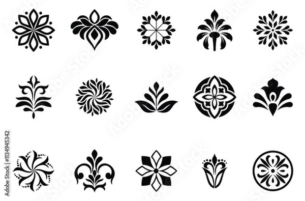 Fototapeta Set of Flowers icon. Flowers isolated on transparent background. Flowers in modern simple. Vector illustrator