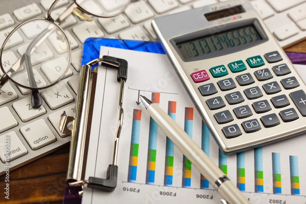 Obraz Business Objects office expanded in composition on a table